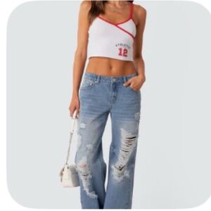 Edikted low rise ripped jeans